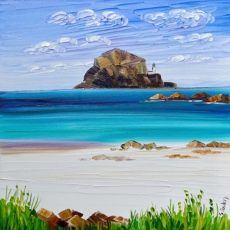 Image of Bass Rock and Beach Grasses by Sheila Fowler
